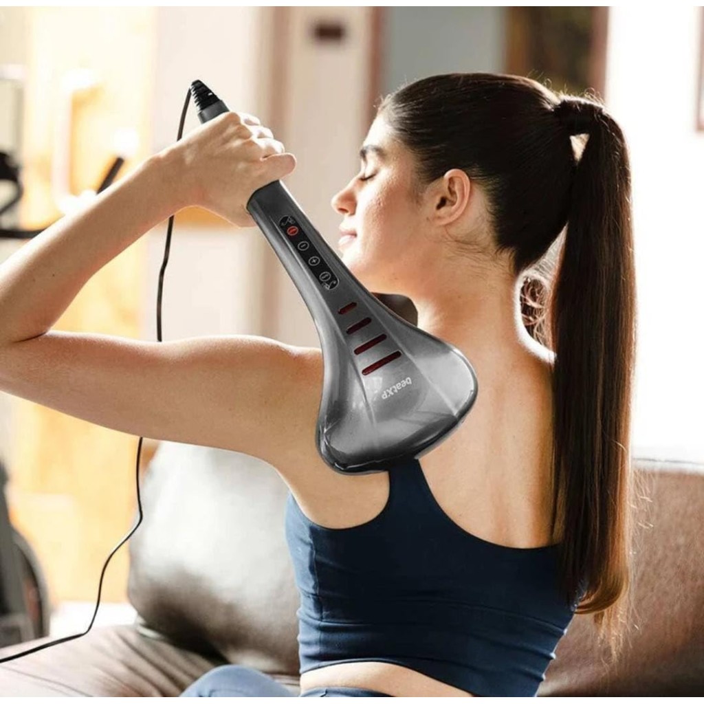 BeatXP Thunder Body Massager Machine for Pain Relief with 3 Attachment Pairs - Electric Back Massager Machine Pain Relief (Dark Grey)