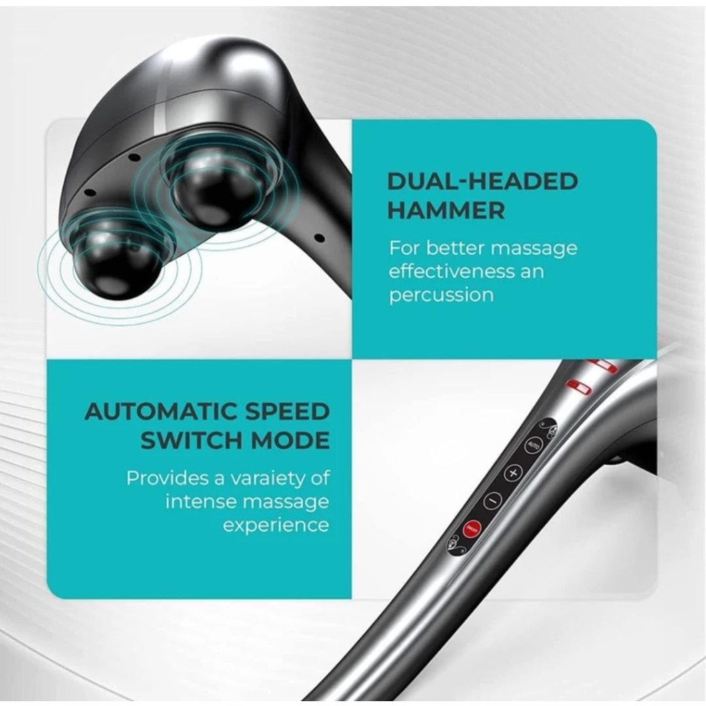 BeatXP Thunder Body Massager Machine for Pain Relief with 3 Attachment Pairs - Electric Back Massager Machine Pain Relief (Dark Grey)