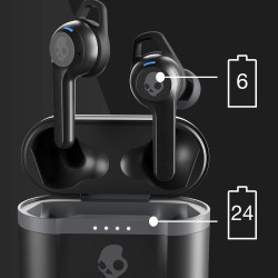Skullcandy Indy Evo XT in-Ear Wireless Earbuds, 30 Hr Battery, Microphone, Works with iPhone Android and Bluetooth Devices - Black