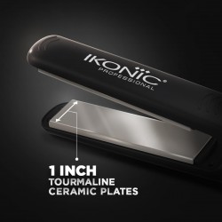 Ikonic Pro Straight Hair Straightener, Black| Floating Ceramic Plates| Nano Titanium Technology| Overheat protection